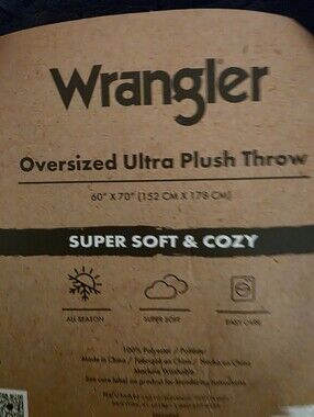Wrangler Plush Throw Blanket - Navy